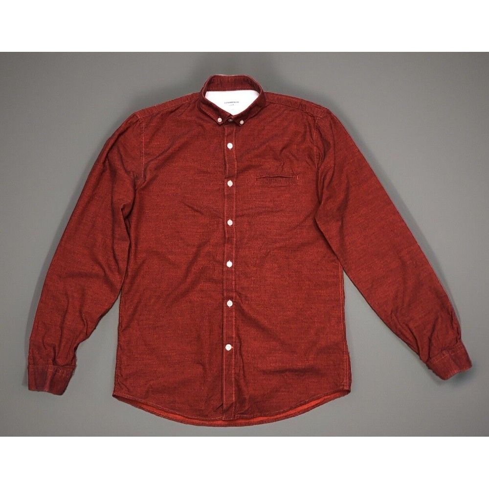 Lindbergh White Men's M Orange Heather Button Down Shirt Preppy‎ Academia City